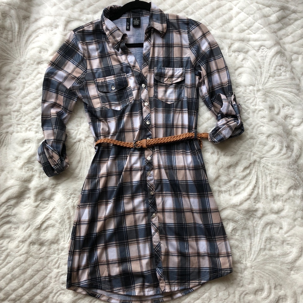 💓 Belted Button-Front Shirt Dress 💓